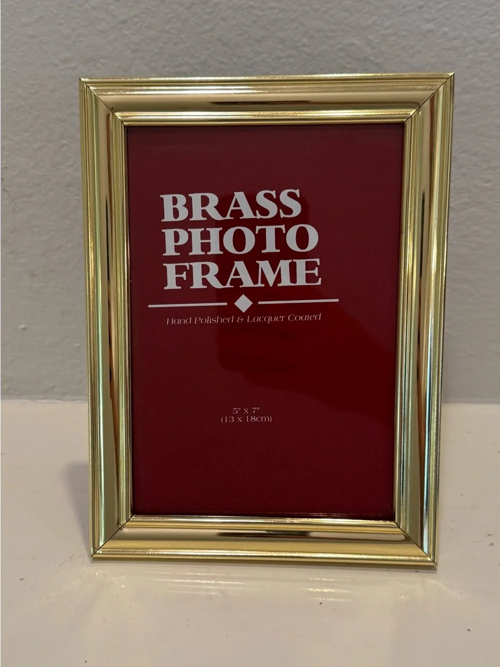 Vintage Brass 5x7 Picture Frame w/ Blue Velvet Backing & Easel
